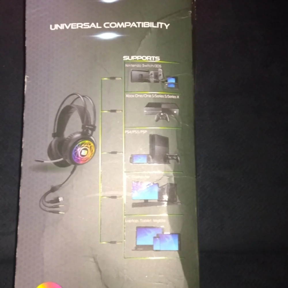 Gaming head phones that can be used for Nintendo, Xbox, Playstation, and PC.